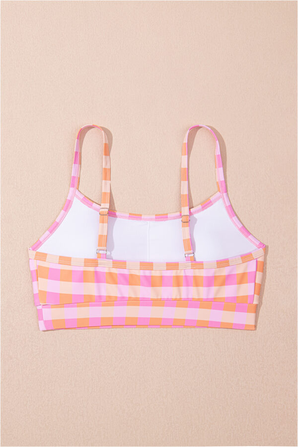 Pink 3pcs Gingham High Waist Bikini & Sarong - Image 14