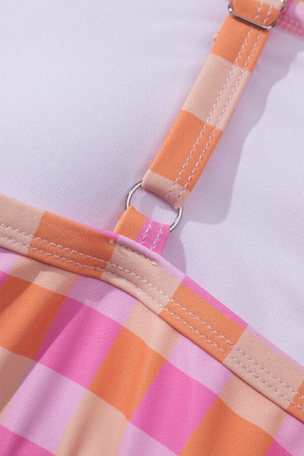 Pink 3pcs Gingham High Waist Bikini & Sarong - Image 18