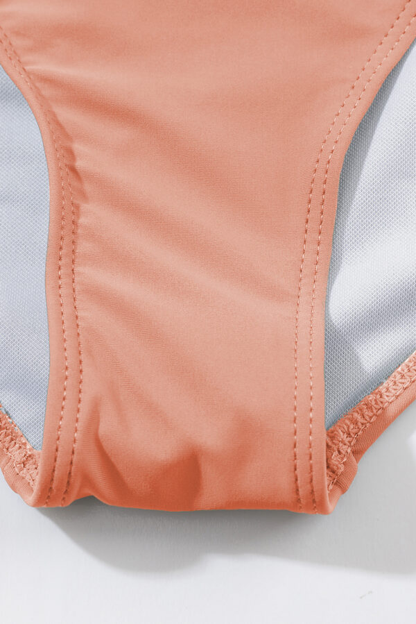 Peach Blossom Contrast Banding Tube Bikini High Waist 2pcs Swimsuit - Image 16