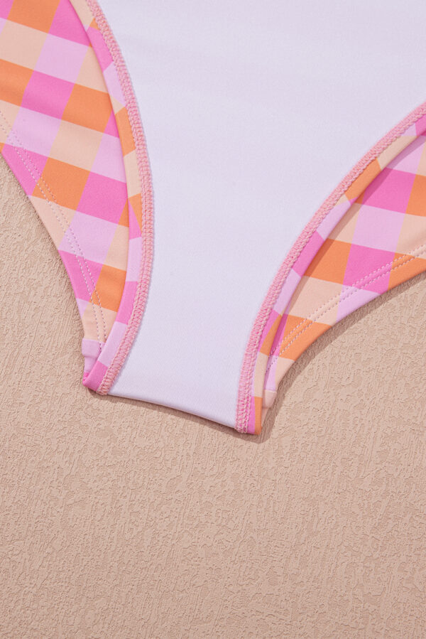Pink 3pcs Gingham High Waist Bikini & Sarong - Image 22