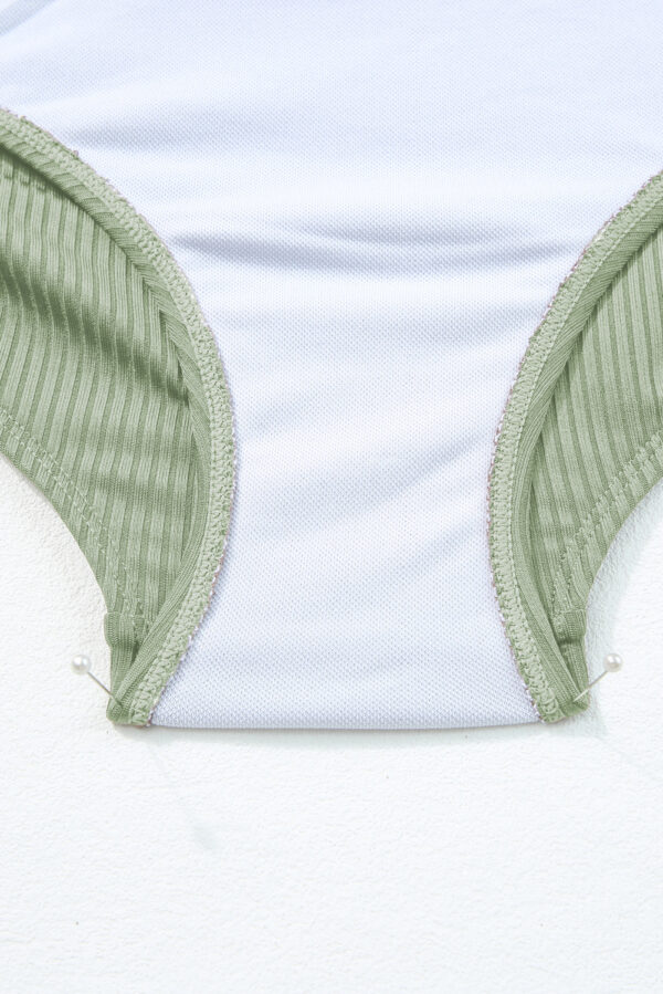 Laurel Green Ribbed Drawstring Sides Cutout One Piece Swimsuit - Image 13