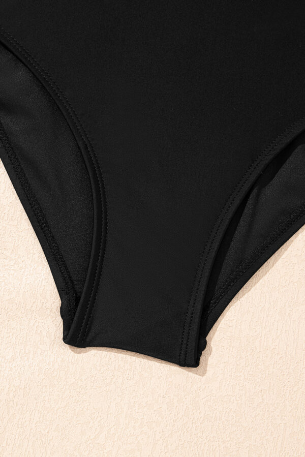 Black Cut out Twist Bowknot Backless One Piece Swimsuit - Image 13