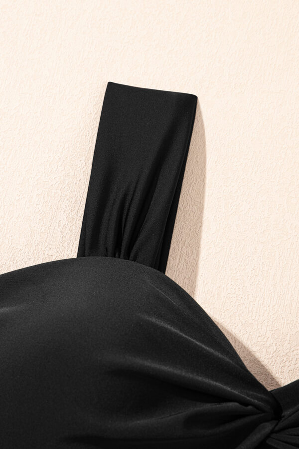 Black Cut out Twist Bowknot Backless One Piece Swimsuit - Image 15