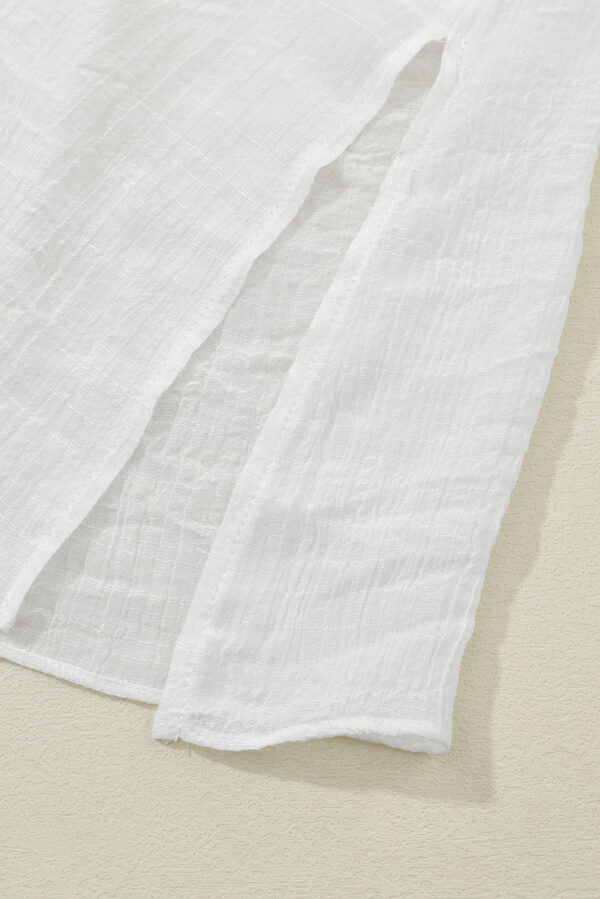 White Pom Pom Trim Drawstring Crochet Waist Beach Kimono - Image 18