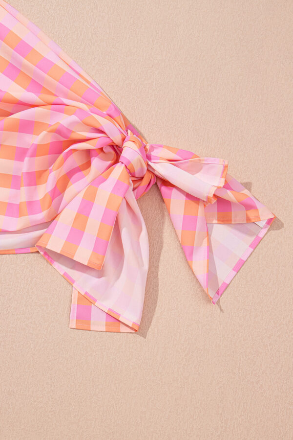 Pink 3pcs Gingham High Waist Bikini & Sarong - Image 21