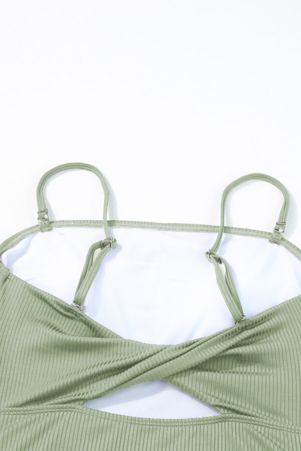 Laurel Green Ribbed Drawstring Sides Cutout One Piece Swimsuit - Image 19