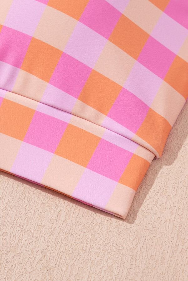 Pink 3pcs Gingham High Waist Bikini & Sarong - Image 25