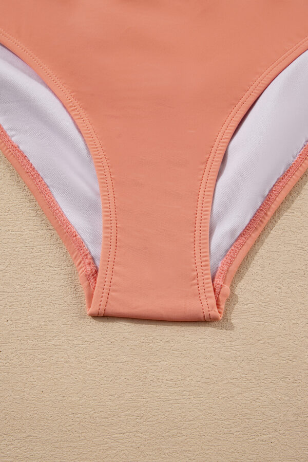 Peach Blossom Contrast Banding Tube Bikini High Waist 2pcs Swimsuit - Image 23