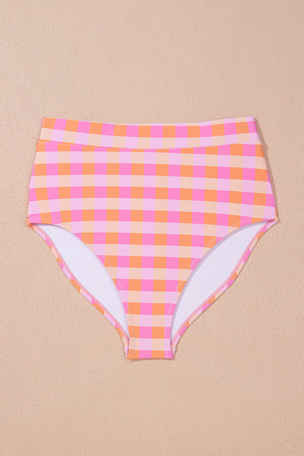 Pink 3pcs Gingham High Waist Bikini & Sarong - Image 16