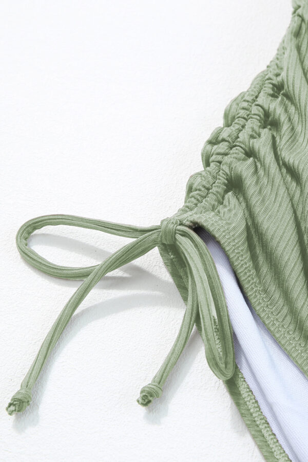 Laurel Green Ribbed Drawstring Sides Cutout One Piece Swimsuit - Image 20