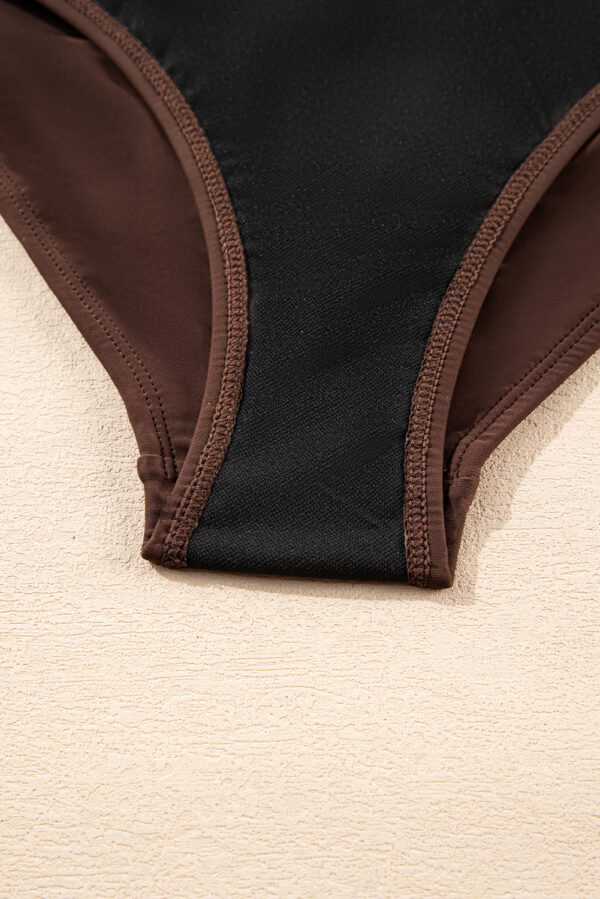 Coffee Contrast Banding Tube Bikini High Waist 2pcs Swimsuit - Image 22